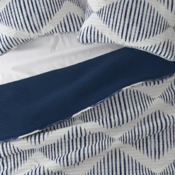 Navy Diamond Line Reversible 2-Pc. Twin Quilt Set-Kirkland's Home Shop