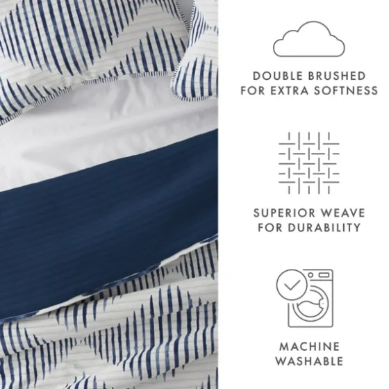 Navy Diamond Line Reversible 2-Pc. Twin Quilt Set-Kirkland's Home Shop