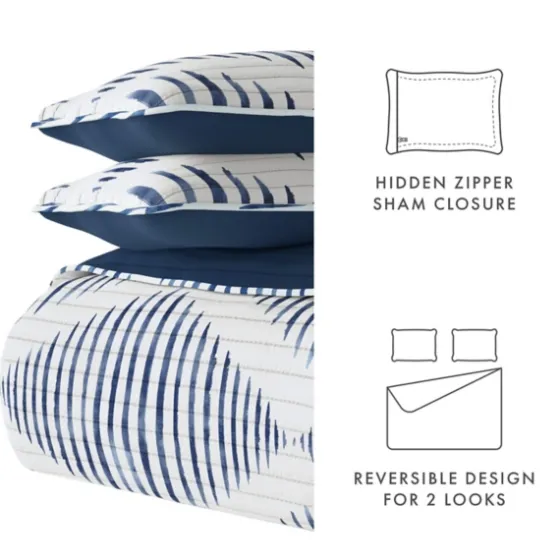 Navy Diamond Line Reversible 2-Pc. Twin Quilt Set-Kirkland's Home Shop