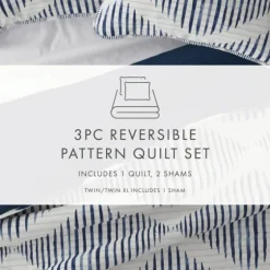 Navy Diamond Line Reversible 2-Pc. Twin Quilt Set-Kirkland's Home Shop
