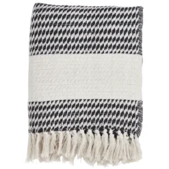 Navy Diamond Weave Throw With Tassels-Kirkland's Home Store