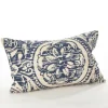 Navy Distressed Floral Lumbar Throw Pillow-Kirkland's Home Clearance