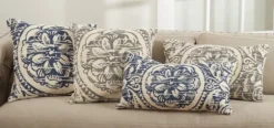 Navy Distressed Floral Lumbar Throw Pillow-Kirkland's Home Clearance