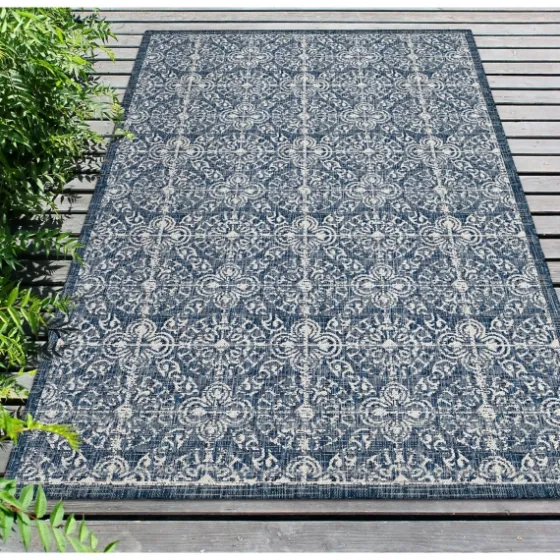 Navy Embellished Indoor/Outdoor Area Rug, 6X9-Kirkland's Home New