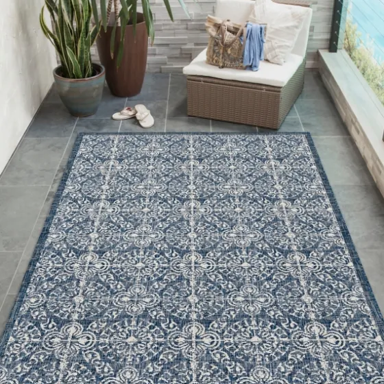 Navy Embellished Indoor/Outdoor Area Rug, 6X9-Kirkland's Home New