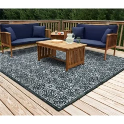 Navy Embellished Indoor/Outdoor Area Rug, 7X7-Kirkland's Home Best Sale