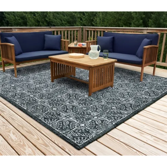 Navy Embellished Indoor/Outdoor Area Rug, 7X7-Kirkland's Home Best Sale