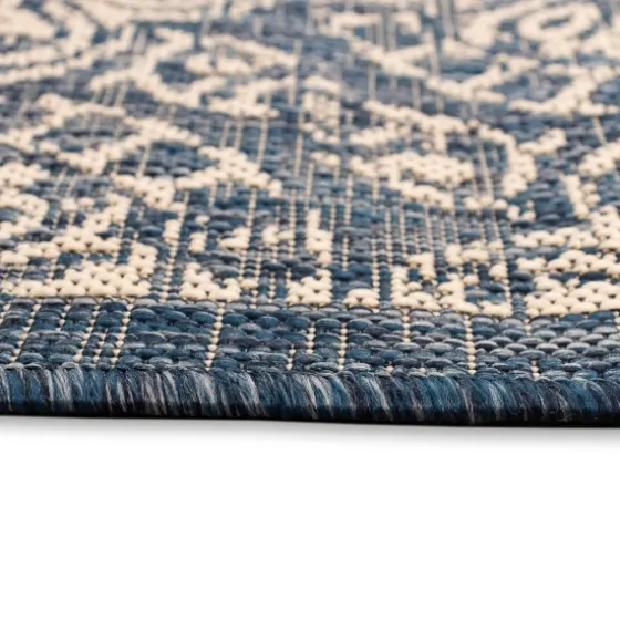 Navy Embellished Scroll Indoor/Outdoor Rug, 4X7-Kirkland's Home Cheap