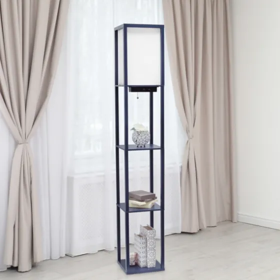 Navy Etagere Shelf Charging Floor Lamp-Kirkland's Home Store