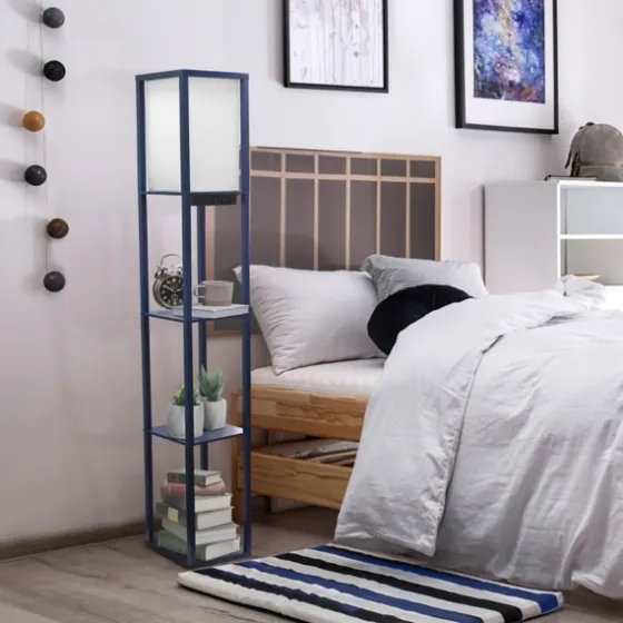 Navy Etagere Shelf Charging Floor Lamp-Kirkland's Home Store