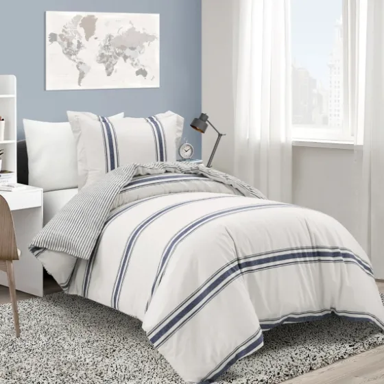Navy Farmhouse Stripe 2-Pc. Twin Xl Duvet Set-Kirkland's Home Clearance