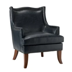 Navy Faux Leather Wingback Accent Chair-Kirkland's Home Best Sale