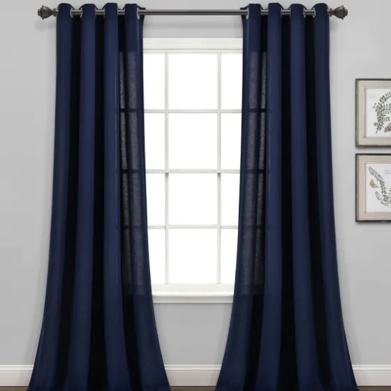 Navy Faux Linen Curtain Panel Set, 84 In.-Kirkland's Home Hot