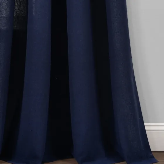 Navy Faux Linen Curtain Panel Set, 84 In.-Kirkland's Home Hot