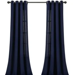 Navy Faux Linen Curtain Panel Set, 84 In.-Kirkland's Home Hot