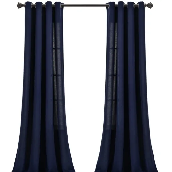Navy Faux Linen Curtain Panel Set, 84 In.-Kirkland's Home Hot