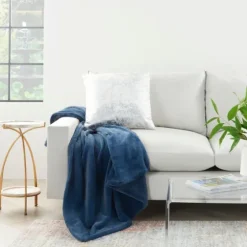 Navy Faux Sheared Mink Throw-Kirkland's Home Best Sale