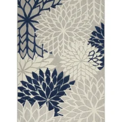 Navy Floral Burst Outdoor Area Rug, 5X7-Kirkland's Home Fashion