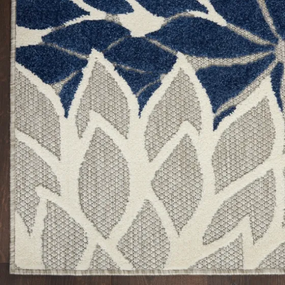 Navy Floral Burst Outdoor Area Rug, 5X7-Kirkland's Home Fashion