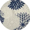 Navy Floral Burst Round Outdoor Area Rug, 7X7-Kirkland's Home Best