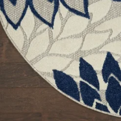 Navy Floral Burst Round Outdoor Area Rug, 7X7-Kirkland's Home Best