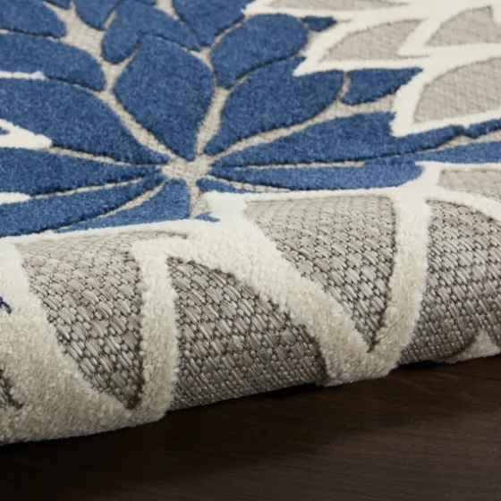 Navy Floral Burst Round Outdoor Area Rug, 7X7-Kirkland's Home Best