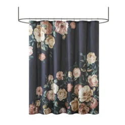Navy Floral Cotton Shower Curtain-Kirkland's Home Outlet