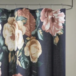 Navy Floral Cotton Shower Curtain-Kirkland's Home Outlet
