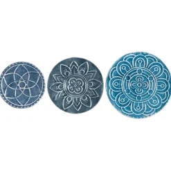 Navy Floral Metal Plate Wall Plaques, Set Of 3-Kirkland's Home Outlet