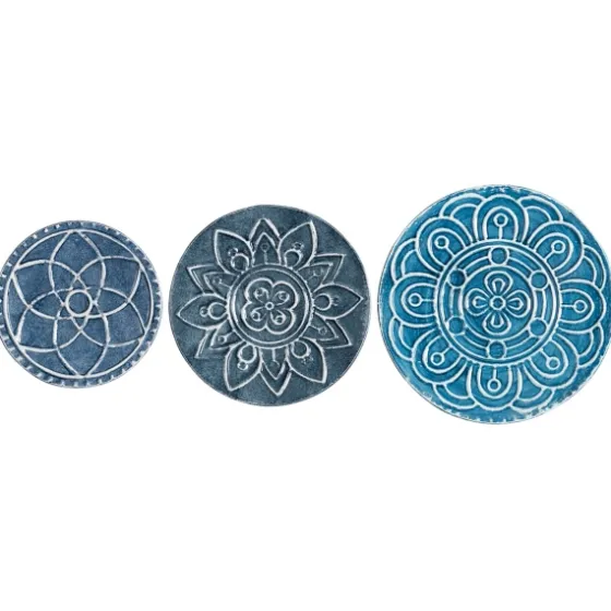 Navy Floral Metal Plate Wall Plaques, Set Of 3-Kirkland's Home Outlet