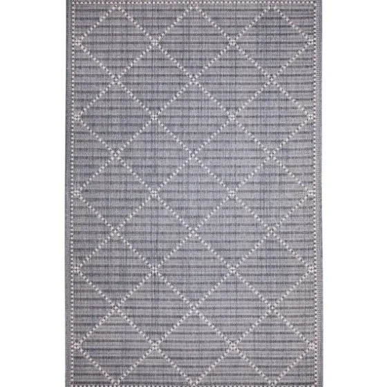 Navy Geo Lattice Outdoor Area Rug, 7X9-Kirkland's Home Fashion