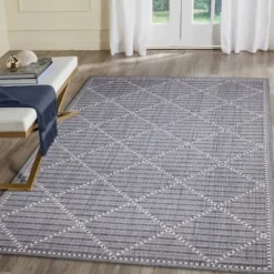 Navy Geo Lattice Outdoor Area Rug, 4X7-Kirkland's Home Cheap