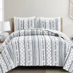 Navy Geometric Full/Queen Reversible Quilt Set-Kirkland's Home Cheap