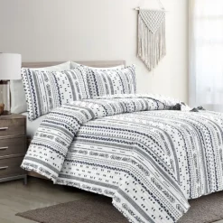 Navy Geometric Full/Queen Reversible Quilt Set-Kirkland's Home Cheap
