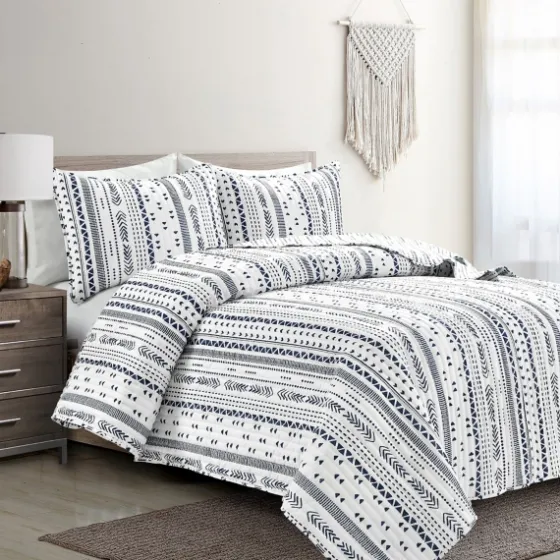 Navy Geometric Full/Queen Reversible Quilt Set-Kirkland's Home Cheap