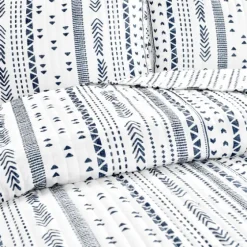 Navy Geometric Full/Queen Reversible Quilt Set-Kirkland's Home Cheap
