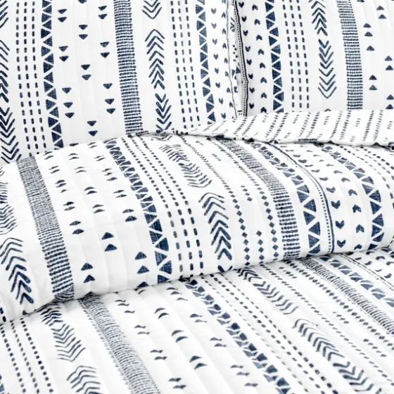 Navy Geometric Full/Queen Reversible Quilt Set-Kirkland's Home Cheap
