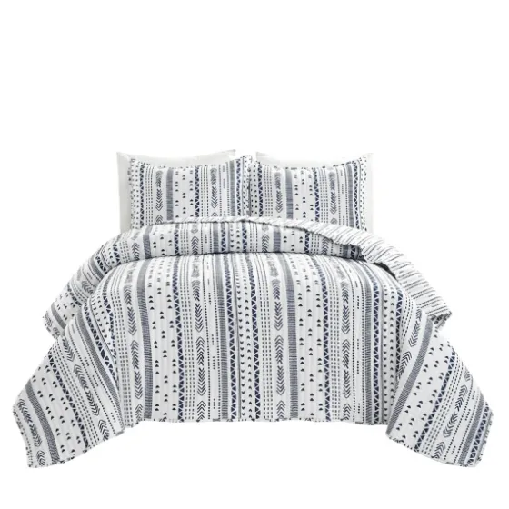Navy Geometric Full/Queen Reversible Quilt Set-Kirkland's Home Cheap