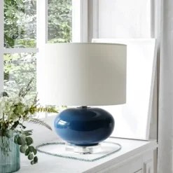 Navy Glass Short Oval Table Lamp-Kirkland's Home Clearance