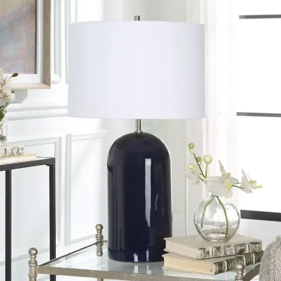 Navy Glazed Ceramic Table Lamp-Kirkland's Home Discount