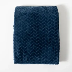 Navy Heavenly Herringbone Plush Throw-Kirkland's Home Fashion