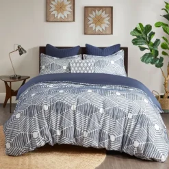 Navy Jacquard 3-Pc. California King Comforter Set-Kirkland's Home New