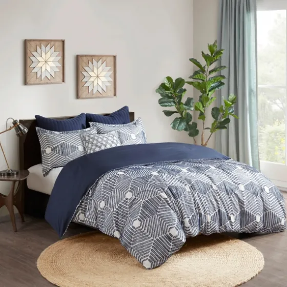 Navy Jacquard 3-Pc. California King Comforter Set-Kirkland's Home New