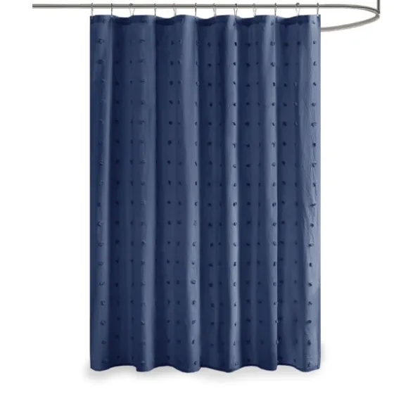 Navy Jacquard Pom Pom Cotton Shower Curtain-Kirkland's Home Discount