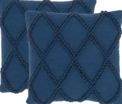 Navy Knotted Lattice Throw Pillows, Set Of 2-Kirkland's Home Cheap