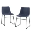 Navy Leather Industrial Dining Chairs, Set Of 2-Kirkland's Home Outlet