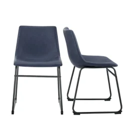 Navy Leather Industrial Dining Chairs, Set Of 2-Kirkland's Home Outlet