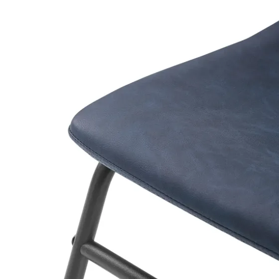 Navy Leather Industrial Dining Chairs, Set Of 2-Kirkland's Home Outlet