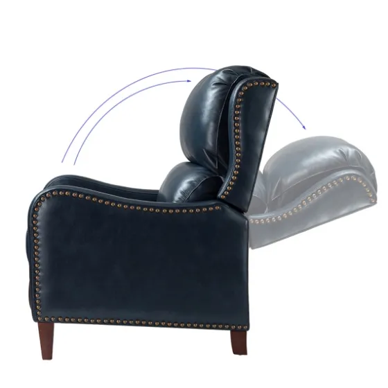 Navy Leather Nailhead Traditional Recliner-Kirkland's Home Cheap