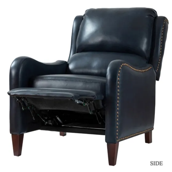 Navy Leather Nailhead Traditional Recliner-Kirkland's Home Cheap